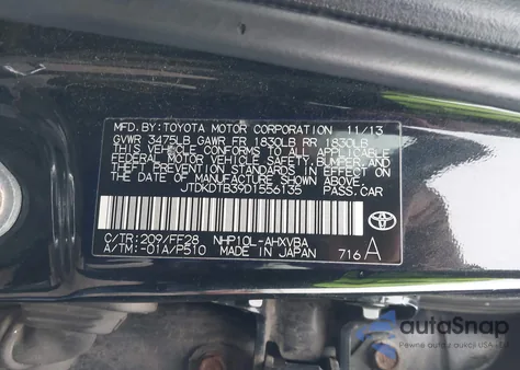 2013 Toyota Prius C Two from USA, damaged, VIN JTDKDTB39D1556135